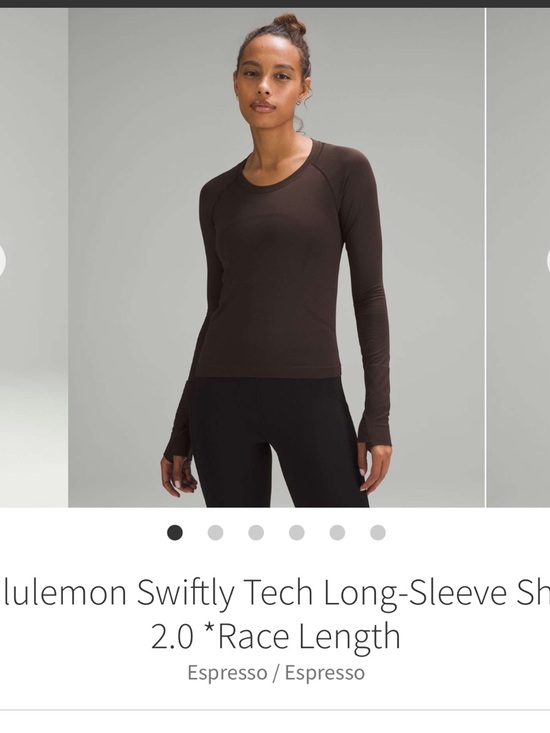 lululemon athletica Tops - Lululemon Swiftly Tech Long Sleeve Shirt 2.0 *Waist Length Espresso Sz 4